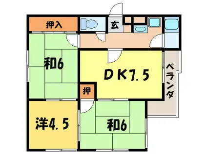 ハイツ山茶花(3DK/3階)の間取り写真
