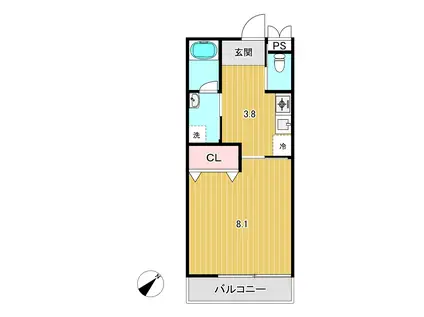 初石アパート(1K/2階)の間取り写真