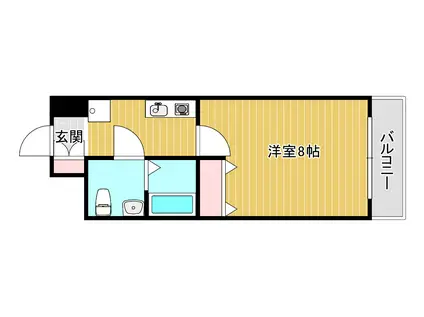 ドミール桜川(1K/3階)の間取り写真