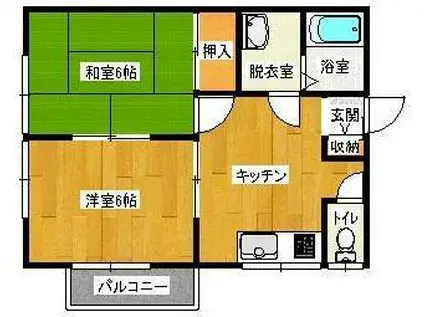 ウェルスィベル(2DK/1階)の間取り写真