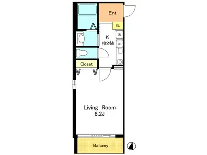 リヴェール木場(1K/3階)の間取り写真