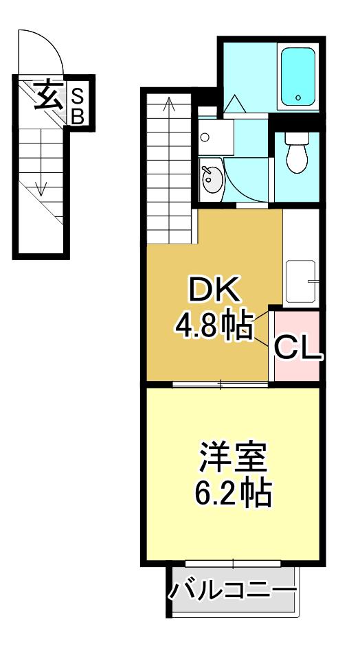 パル151(1DK/2階)の間取り写真