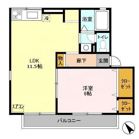 サンボナールJ(1LDK/2階)の間取り写真
