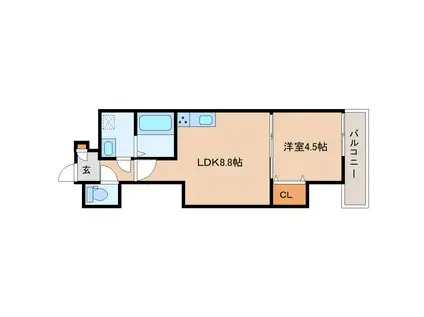 クレアール小泉東(1LDK/1階)の間取り写真