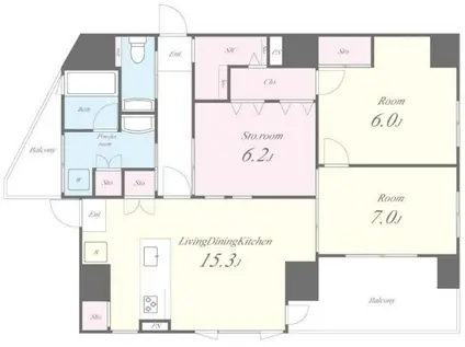 クレイラ西早稲田(2SLDK/10階)の間取り写真