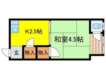 亀田荘(1K/1階)の間取り写真