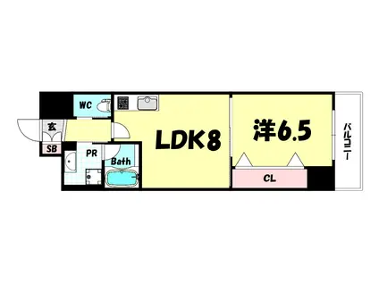 ウイングコート小松(1LDK/10階)の間取り写真