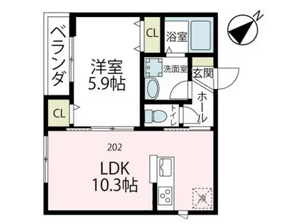 シャルムティーエム(1LDK/2階)の間取り写真