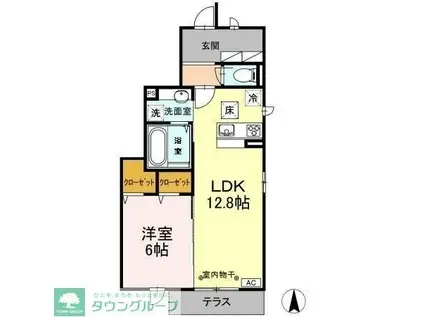 グランテージA(1LDK/1階)の間取り写真