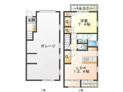 REBORN新町(1SLDK/2階)の間取り写真