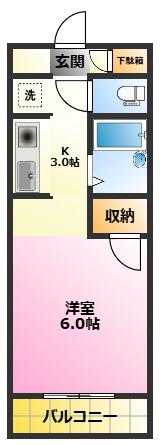 グッドウィル(1K/3階)の間取り写真