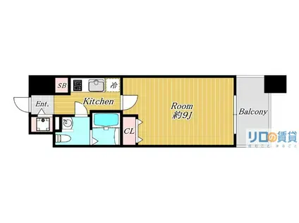 プラウドフラット新大阪(1K/12階)の間取り写真