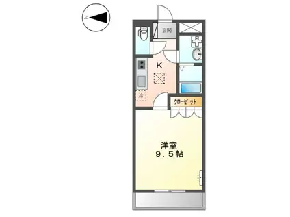 ピアリーII(1K/1階)の間取り写真