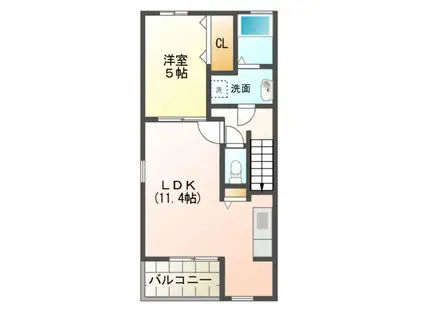 フォルトゥーナ・カーサ(1LDK/2階)の間取り写真