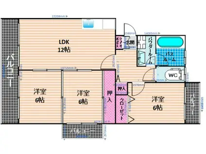 レジデンス渡邊(3LDK/3階)の間取り写真