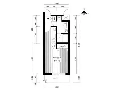 広尾レジデンスA棟(ワンルーム/2階)の間取り写真