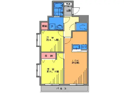 フロントリー(2DK/4階)の間取り写真