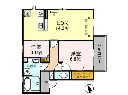 デイジーヒル(2LDK/3階)の間取り写真