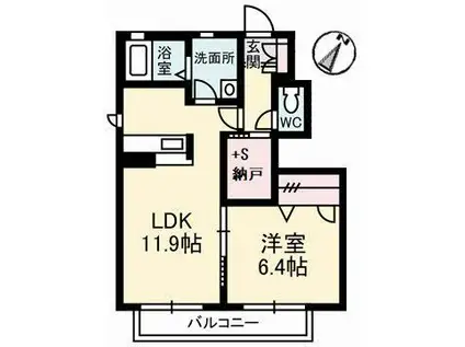 グランドソレイユ(1SLDK/1階)の間取り写真