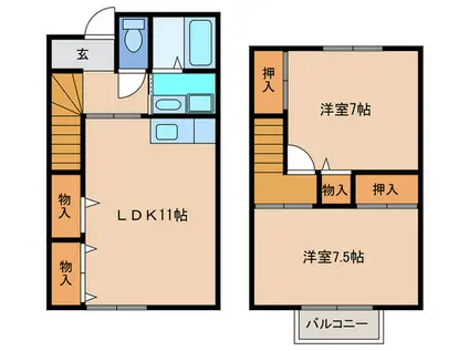 メゾピアノファースト(2LDK/1階)の間取り写真