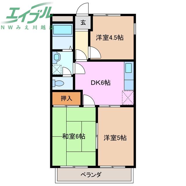 りんごハウス(3DK/2階)の間取り写真