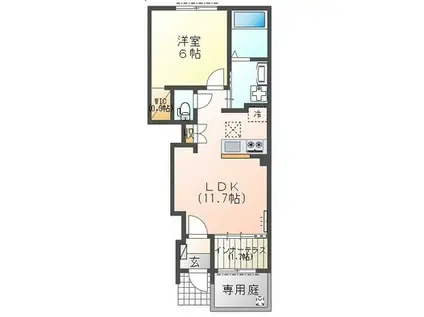 HALTIA(1LDK/1階)の間取り写真