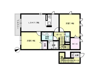 フルール伯玄(2LDK/2階)の間取り写真