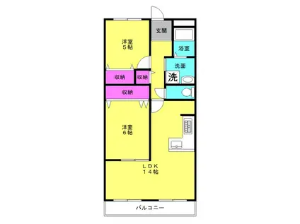 カサ・グランデ(2LDK/2階)の間取り写真