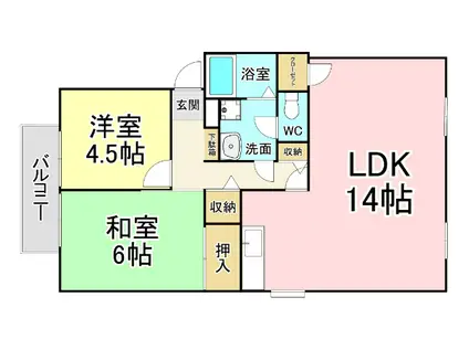 サンビレッジ緑ヶ丘(2LDK/1階)の間取り写真