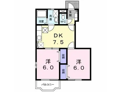 コスモス ハイツ(2DK/1階)の間取り写真