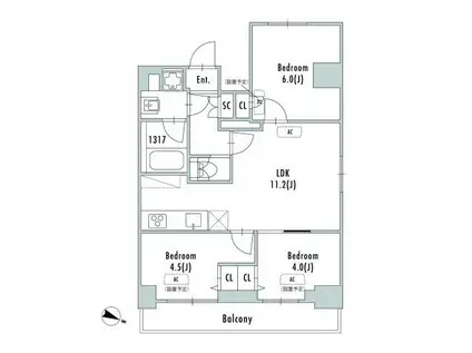 GRANPASEO東十条(3LDK/9階)の間取り写真