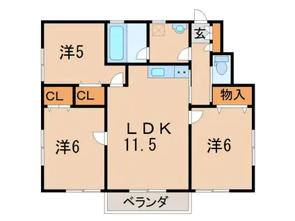 第7エスエスハイツ(3LDK/1階)の間取り写真