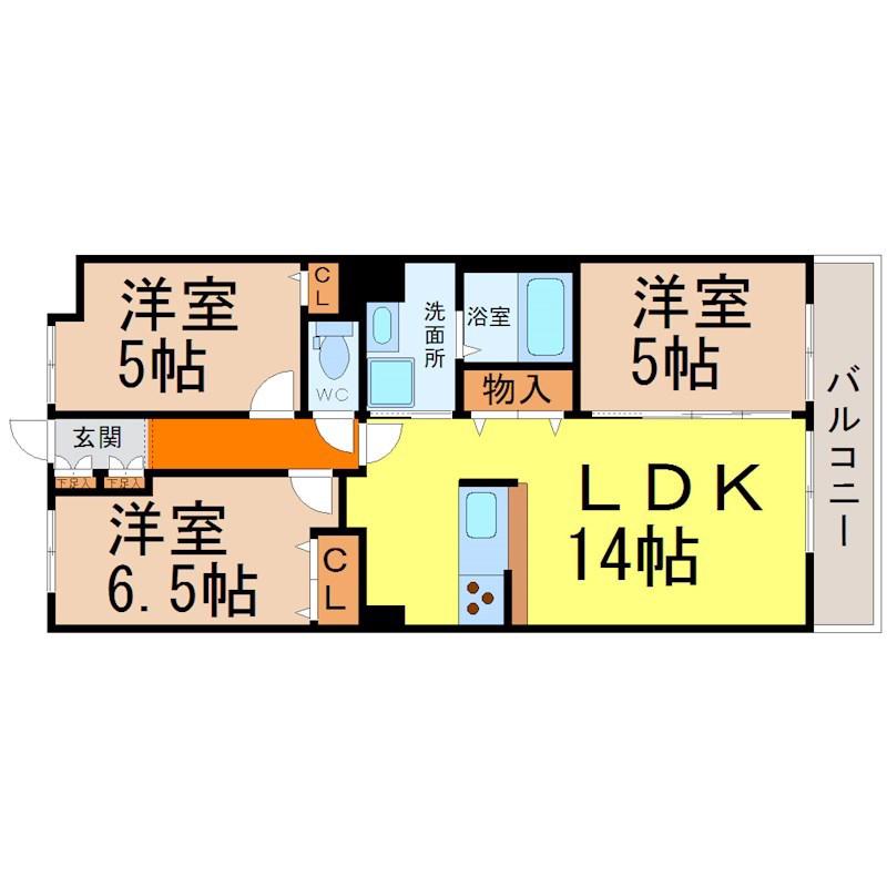 ベレーサ熱田(3LDK/10階)の間取り写真