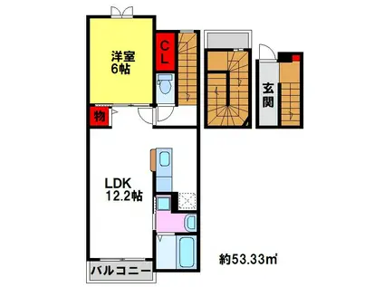 プレシャス蔵上II(1LDK/3階)の間取り写真