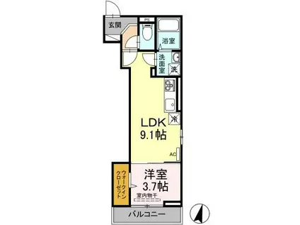 CALMA天神(1LDK/2階)の間取り写真