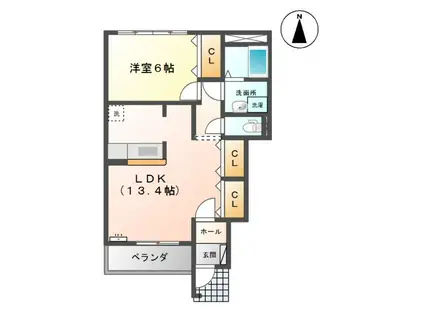 リバージュ中町(1LDK/1階)の間取り写真