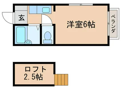 メープルクレスタ(ワンルーム/2階)の間取り写真