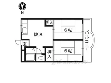 マンション城西(2DK/1階)の間取り写真