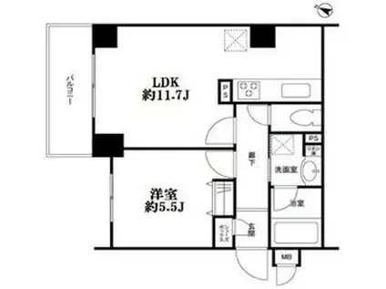 グランテム南雪谷(1LDK/2階)の間取り写真