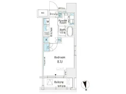 ベルビュー浅草橋(1K/2階)の間取り写真