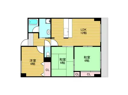 レシェンテ東三国(3LDK/6階)の間取り写真