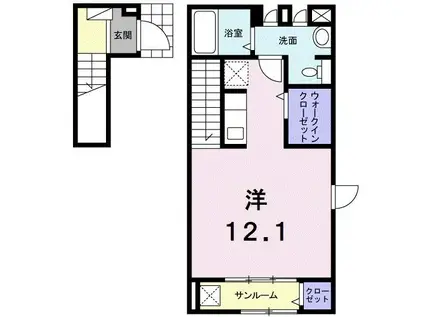 サニーハウス・Y(ワンルーム/2階)の間取り写真