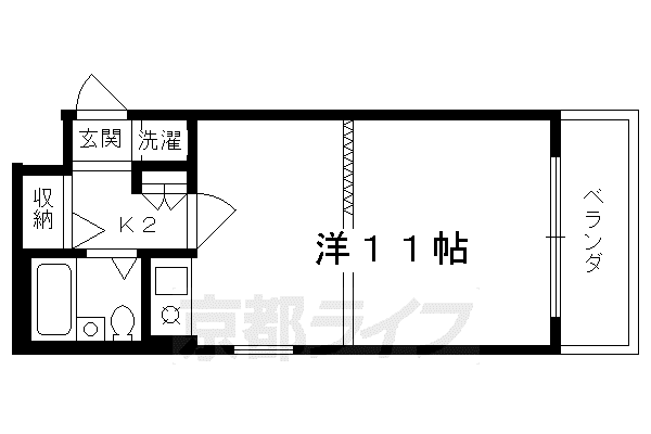 DETOM-1烏丸一条II(ワンルーム/2階)の間取り写真