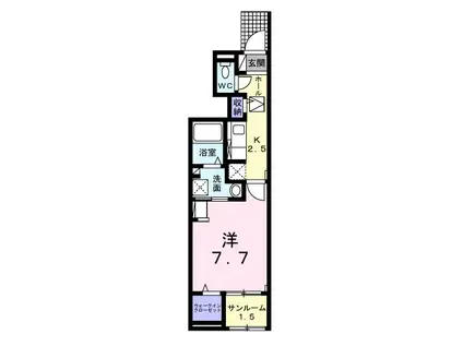 フォンターナ・ガルボII(1K/1階)の間取り写真