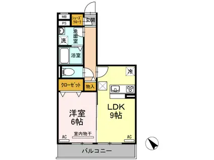 セジュール昭和(1LDK/1階)の間取り写真