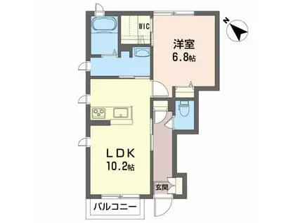 ＪＲ常磐線 鹿島駅 徒歩17分 2階建 築10年(1LDK/1階)の間取り写真