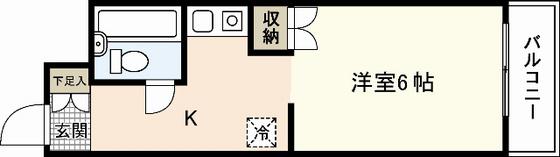グレイスフル廿日市(1K/1階)の間取り写真