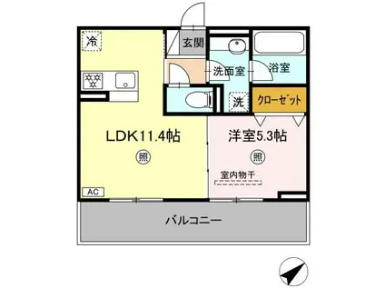 エクセリア北加平町(1K/2階)の間取り写真