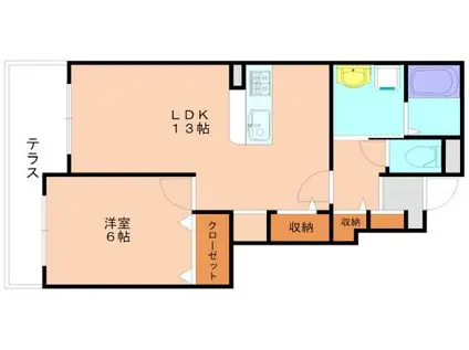 プリート・ガーデン(1LDK/1階)の間取り写真