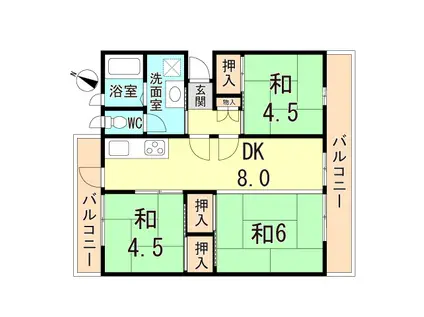 大久保第478号棟(3DK/2階)の間取り写真